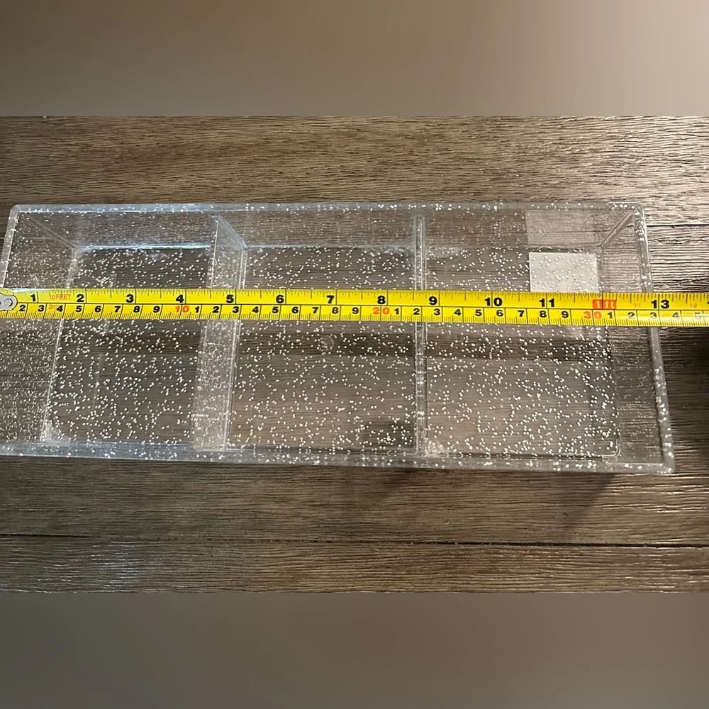 Isaac Jacob’s Acyrlic Clear With Sparkles 3 Compartment Organizer - N w/o T - Picture 2 of 5